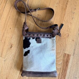 STS Ranchwear Black/Brown/White Crossbody Cowhide Bag with Conceal Carry Pocket